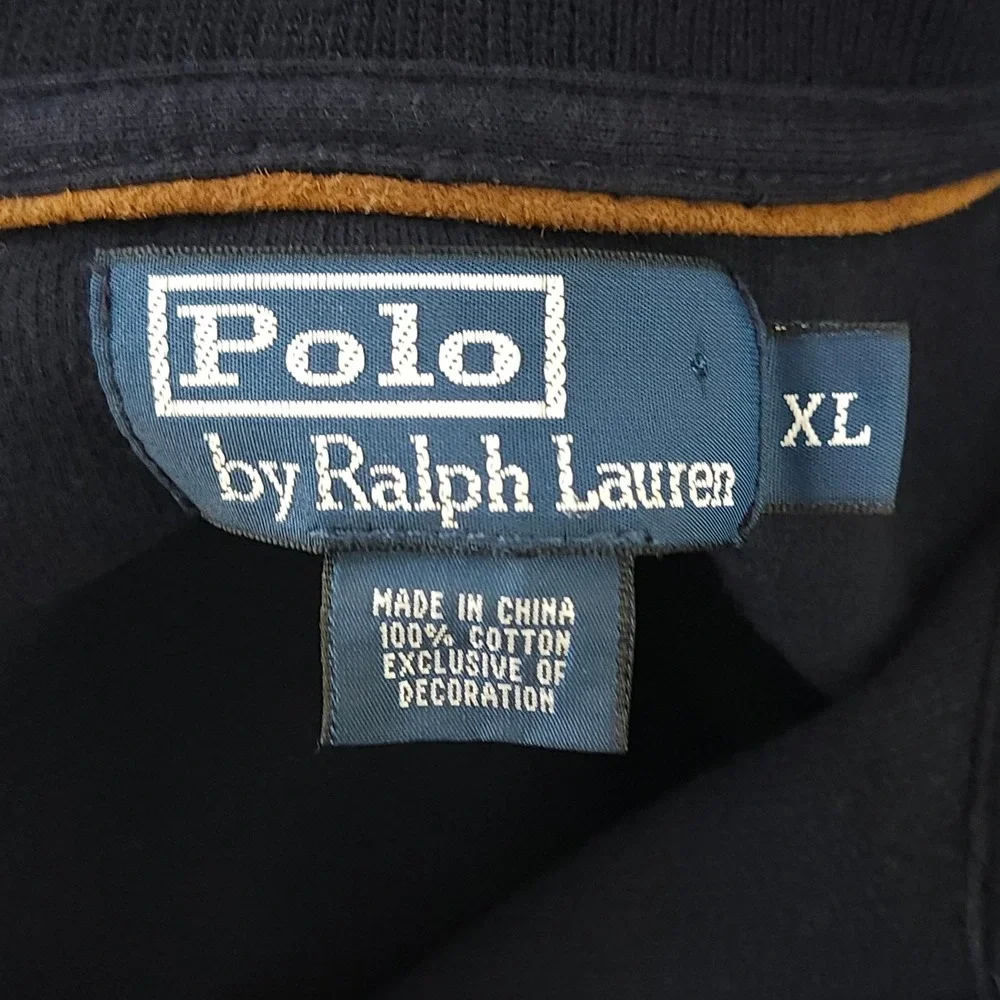 Polo Ralph Lauren 1/4 Zip‎ Pullover Mens XL Navy Blue Ribbed Cotton Sweatshirt